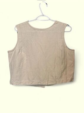 Jones & Co. 90s minimalist quiet luxury cream silk & linen crop top